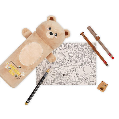 White Smoke Legami Teddy Bear Plush Pencil Case Fashion Stationery