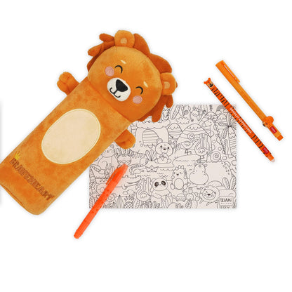 White Smoke Legami Lion Plush Pencil Case Fashion Stationery