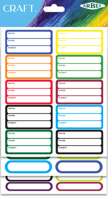 White Smoke School Labels Plain Assorted 3 Sheets Kids Craft Basics