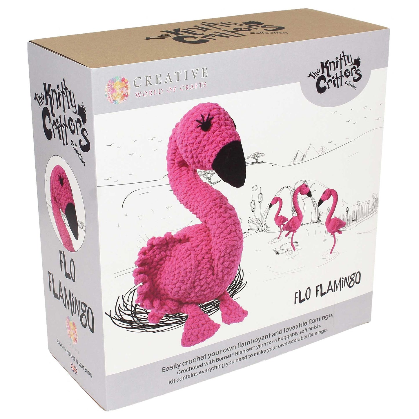 White Smoke The Knitty Critters Collection Crochet Kit - Flo Flamingo Crochet