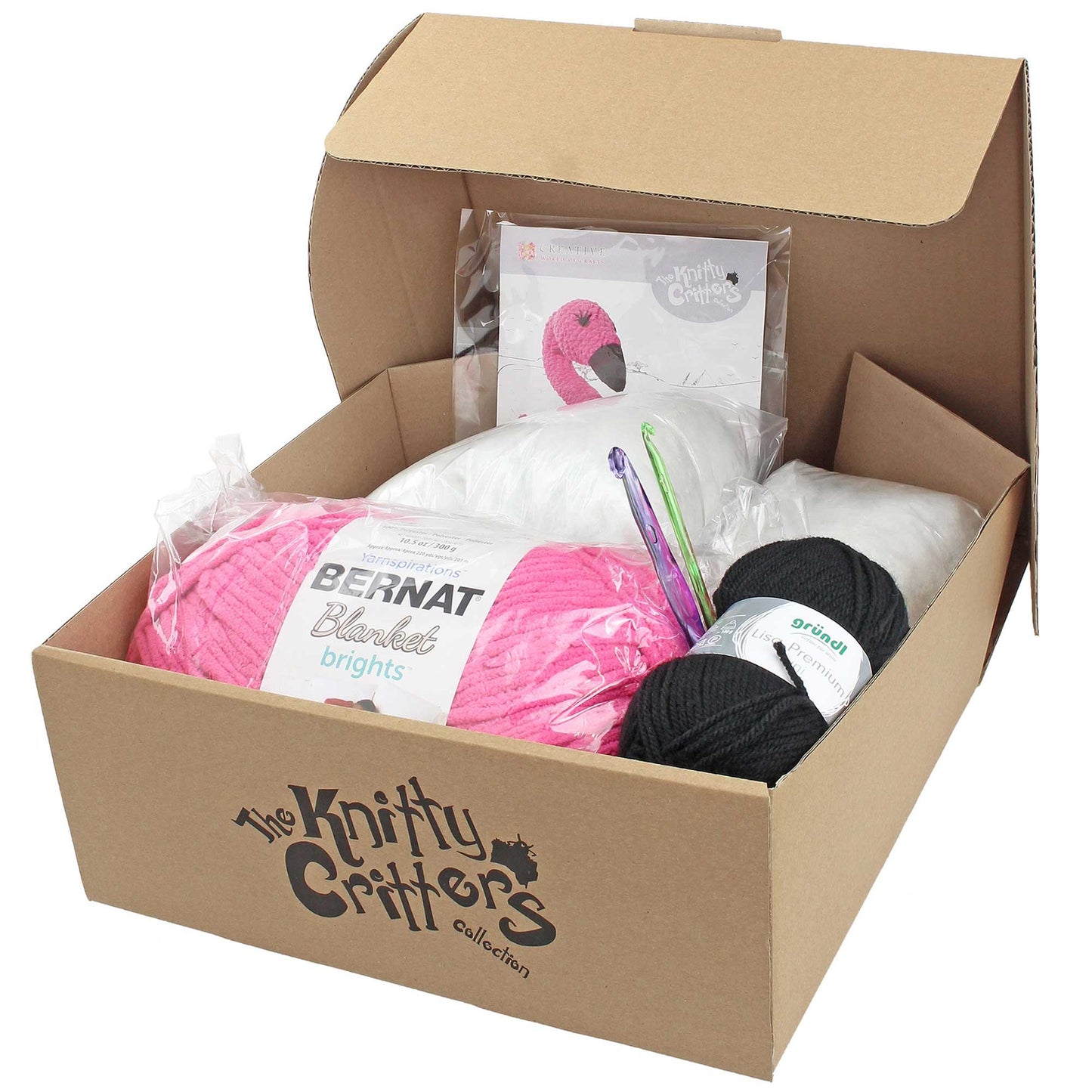 White Smoke The Knitty Critters Collection Crochet Kit - Flo Flamingo Crochet