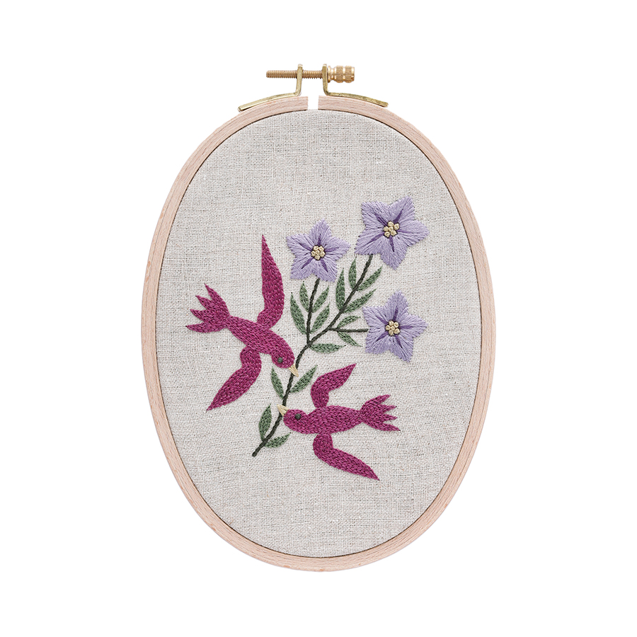 White Smoke DMC Designer Embroidery Kit - Yumiko Campanula, 11x14.5cm Embroidery