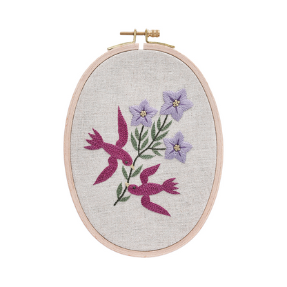 White Smoke DMC Designer Embroidery Kit - Yumiko Campanula, 11x14.5cm Embroidery