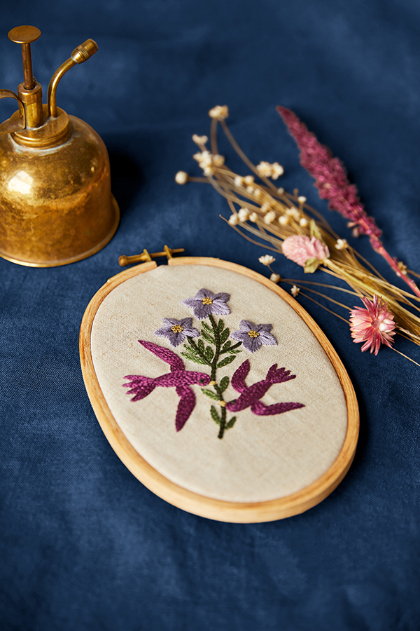 Midnight Blue DMC Designer Embroidery Kit - Yumiko Campanula, 11x14.5cm Embroidery