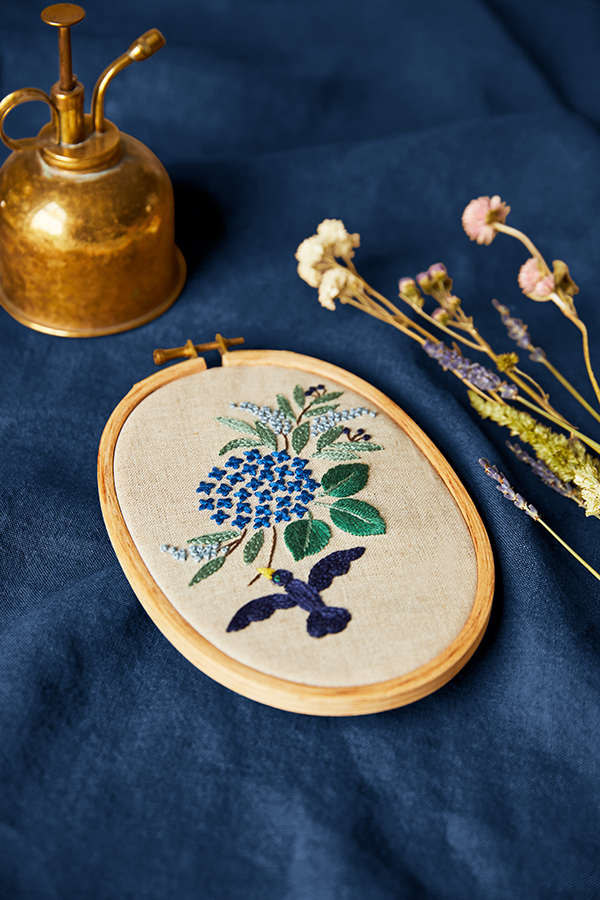 Midnight Blue DMC Designer Embroidery Kit - Yumiko Hydrangea, 10x14.5cm Embroidery