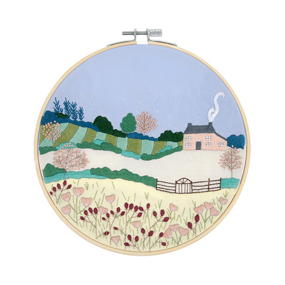 White Smoke DMC Designer Embroidery Kit - Georgie Spring Landscape, 17.6x13.8cm Embroidery