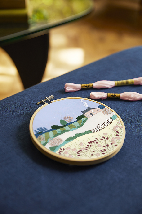 Dark Slate Gray DMC Designer Embroidery Kit - Georgie Spring Landscape, 17.6x13.8cm Embroidery