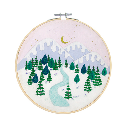 White Smoke DMC Designer Embroidery Kit - Georgie Winter Landscape, 17.6x17cm Embroidery