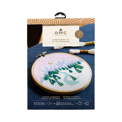 White Smoke DMC Designer Embroidery Kit - Georgie Winter Landscape, 17.6x17cm Embroidery