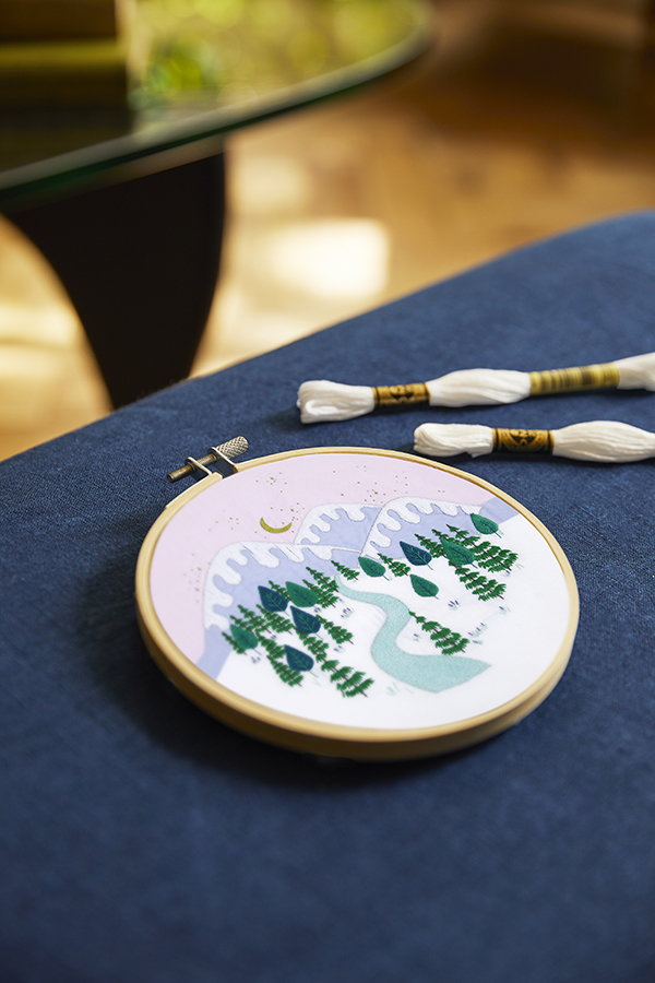 Dark Slate Gray DMC Designer Embroidery Kit - Georgie Winter Landscape, 17.6x17cm Embroidery