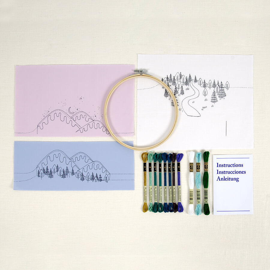 White Smoke DMC Designer Embroidery Kit - Georgie Winter Landscape, 17.6x17cm Embroidery