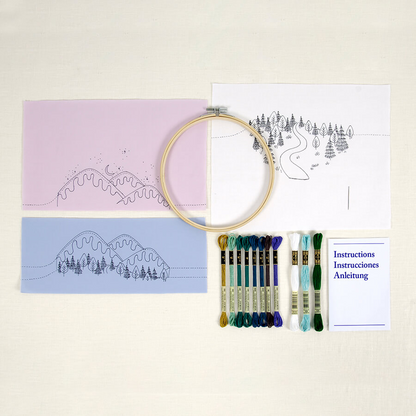 White Smoke DMC Designer Embroidery Kit - Georgie Winter Landscape, 17.6x17cm Embroidery