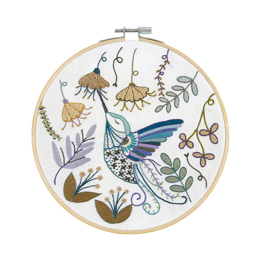 White Smoke DMC Designer Embroidery Kit - La Chat Hummingbirds 17.6x17.6cm Embroidery