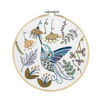 White Smoke DMC Designer Embroidery Kit - La Chat Hummingbirds 17.6x17.6cm Embroidery