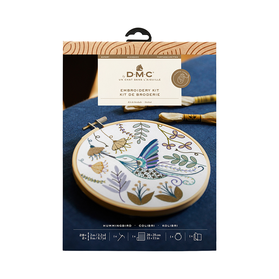 Black DMC Designer Embroidery Kit - La Chat Hummingbirds 17.6x17.6cm Embroidery