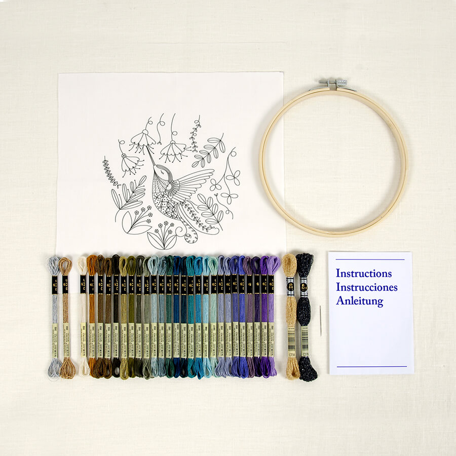 Antique White DMC Designer Embroidery Kit - La Chat Hummingbirds 17.6x17.6cm Embroidery