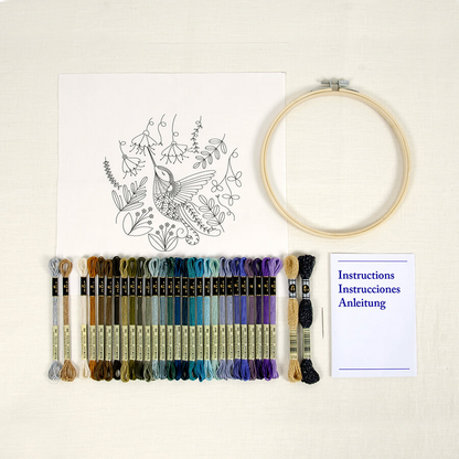 Antique White DMC Designer Embroidery Kit - La Chat Hummingbirds 17.6x17.6cm Embroidery