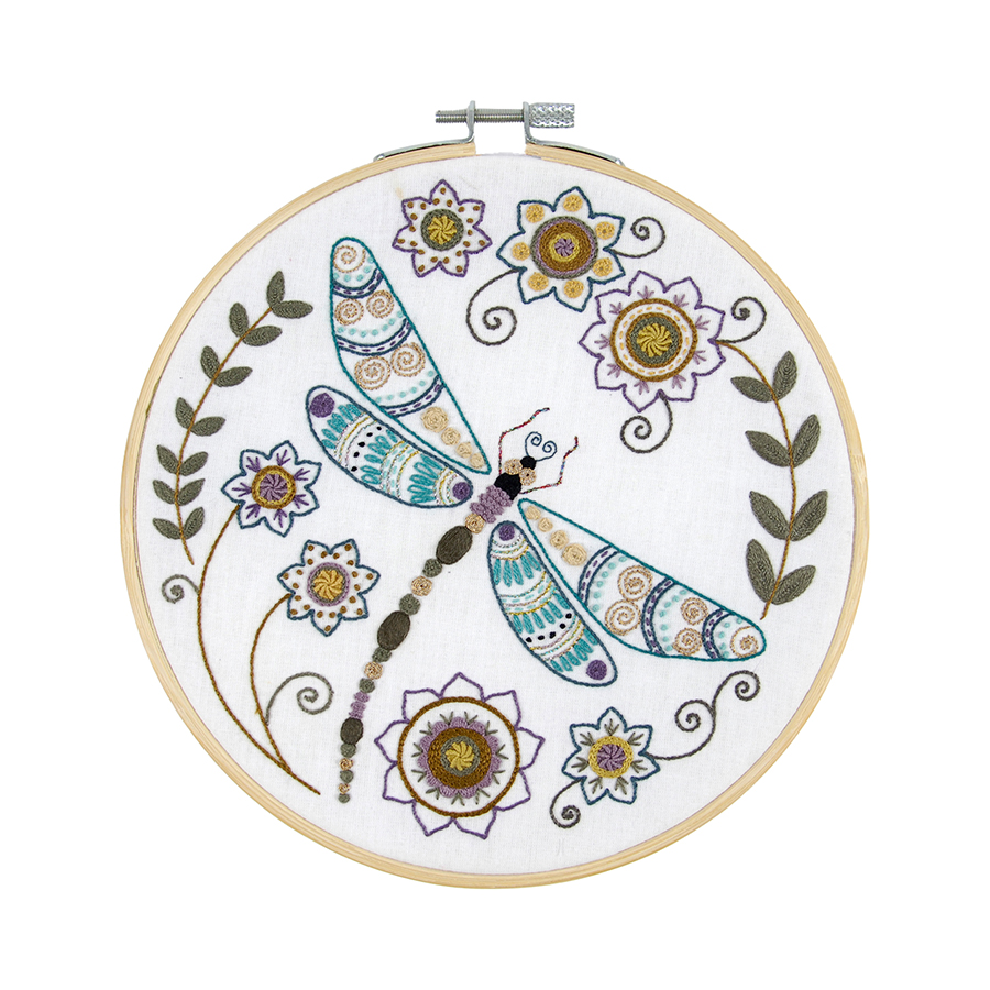 White Smoke DMC Designer Embroidery Kit - La Chat Dragonfly, 17.6x17.6cm Embroidery