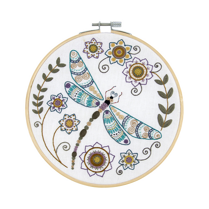 White Smoke DMC Designer Embroidery Kit - La Chat Dragonfly, 17.6x17.6cm Embroidery