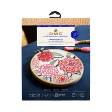 White Smoke DMC Designer Embroidery Kit - Marie Dahlias, 14.5x14.5xm Embroidery