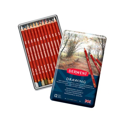 White Smoke Derwent Drawing Pencils Tin 12 Pencils