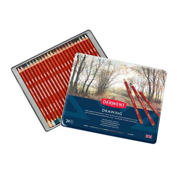 White Smoke Derwent Drawing Pencils Tin 24 Pencils