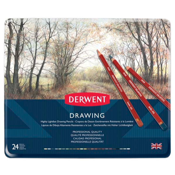 Midnight Blue Derwent Drawing Pencils Tin 24 Pencils