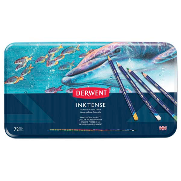 Midnight Blue Derwent Inktense Pencils, Tin 72 Pencils