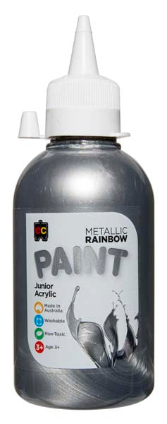 White Smoke EC Rainbow Paint 250ml Metallic Silver Kids Paints
