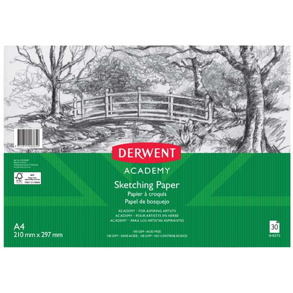 Sea Green Derwent Academy Sketch Paper, A4, Landscape, 100gsm, 30sht Pads