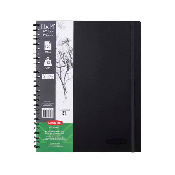 White Smoke Derwent Academy Visual Art Diary, 11x14, Portrait, 110gsm, 120pg Pads