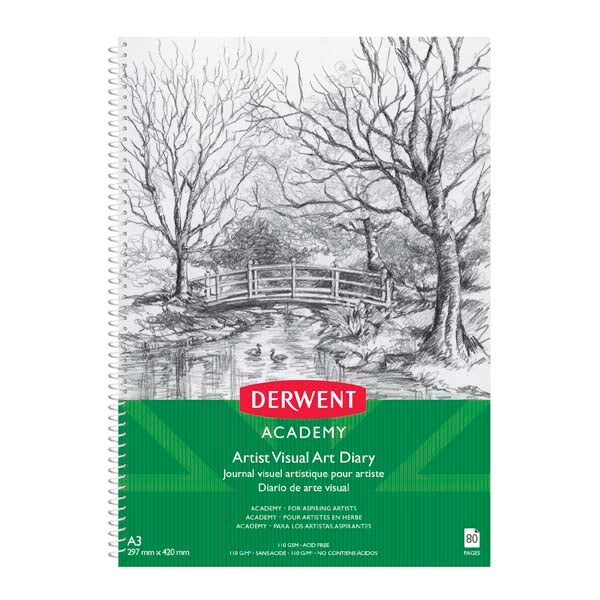 Sea Green Derwent Academy Visual Art Diary, A3, Portrait, 110gsm, 80pg Pads