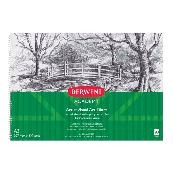 Sea Green Derwent Academy Visual Art Diary, A3, Landscape,  110gsm, 80pg Pads