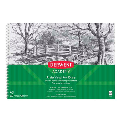 Sea Green Derwent Academy Visual Art Diary, A3, Landscape,  110gsm, 80pg Pads