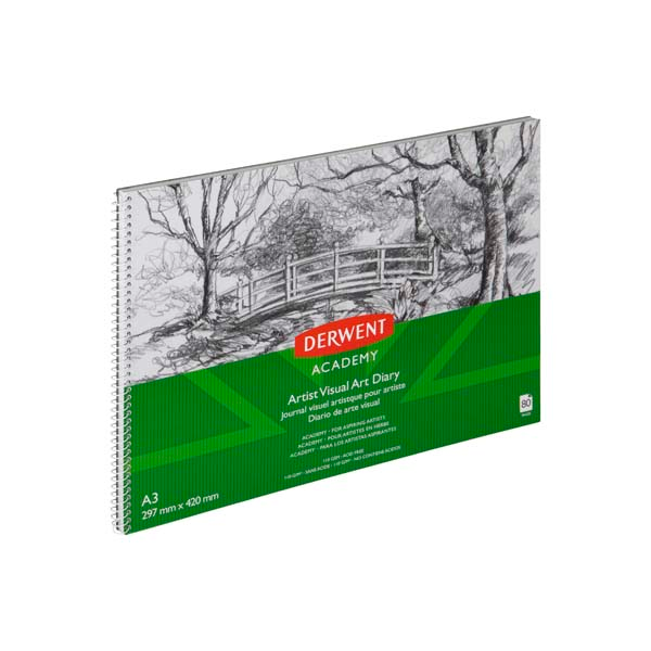White Smoke Derwent Academy Visual Art Diary, A3, Landscape,  110gsm, 80pg Pads