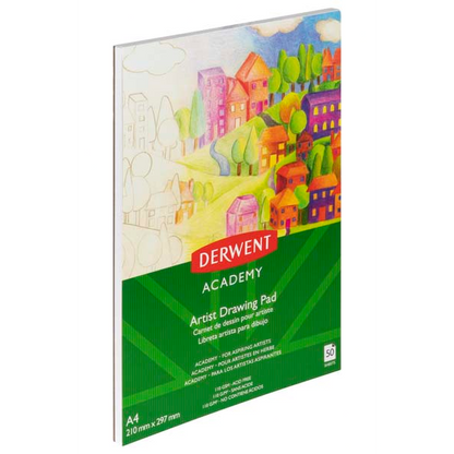 White Smoke Derwent Academy Drawing Pad, A4, Portrait, 110gsm, 50 sheet Pads