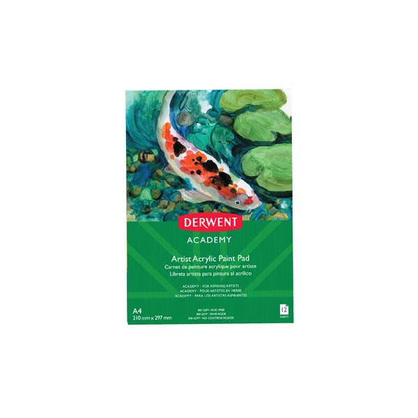 Sea Green Derwent Academy Acrylic Pad. A4, Portrait, 300gsm, 12sht Pads
