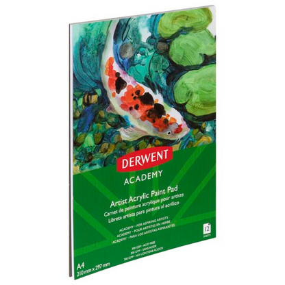 White Smoke Derwent Academy Acrylic Pad. A4, Portrait, 300gsm, 12sht Pads