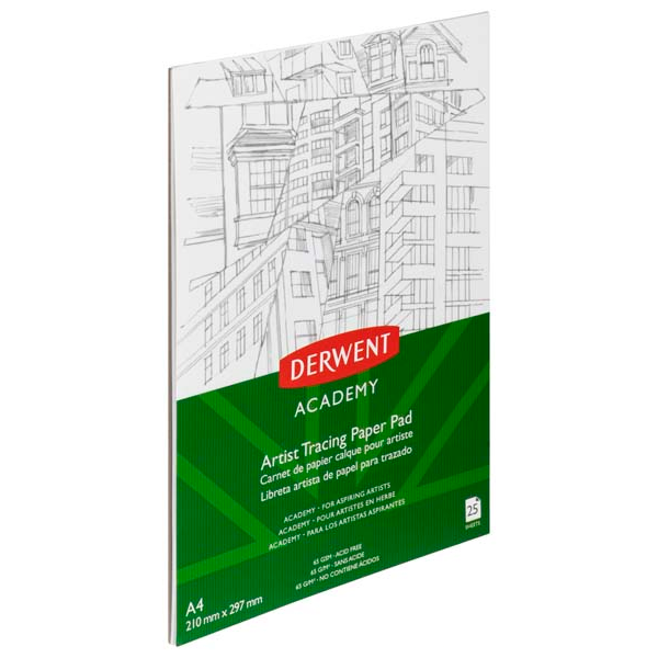 White Smoke Derwent Academy Tracing Paper Pad, A4, Portrait, 65gsm, 25sht Pads