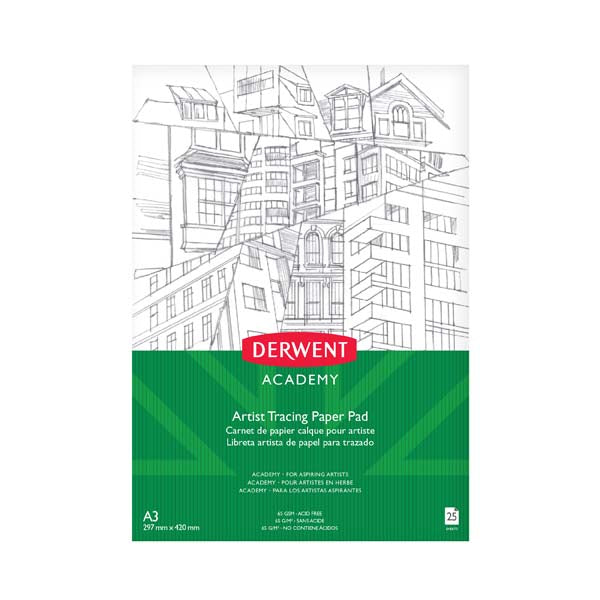 Lavender Derwent Academy Tracing Paper Pad, A3, Portrait, 65gsm, 25sht Pads
