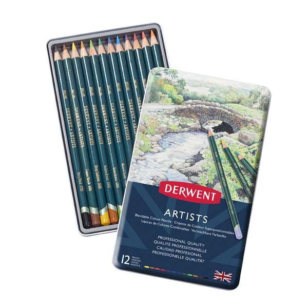 White Smoke Derwent Artists Pencils Tin 12 Pencils
