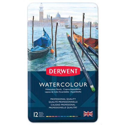 White Smoke Derwent Watercolour Pencils, Tin 12 Pencils
