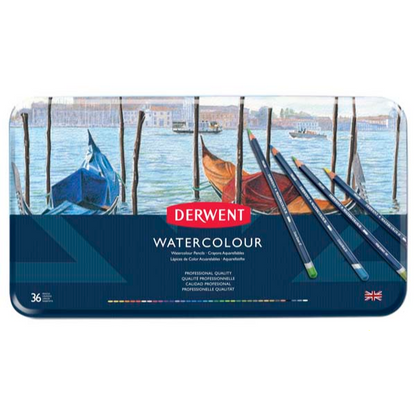 Midnight Blue Derwent Watercolour Pencils Tin 36 Pencils