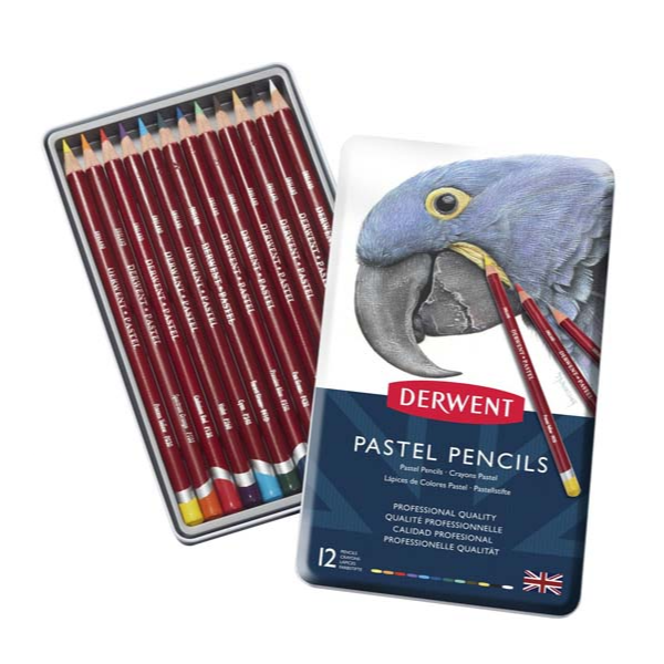 White Smoke Derwent Pastel Pencils Tin 12 Pencils