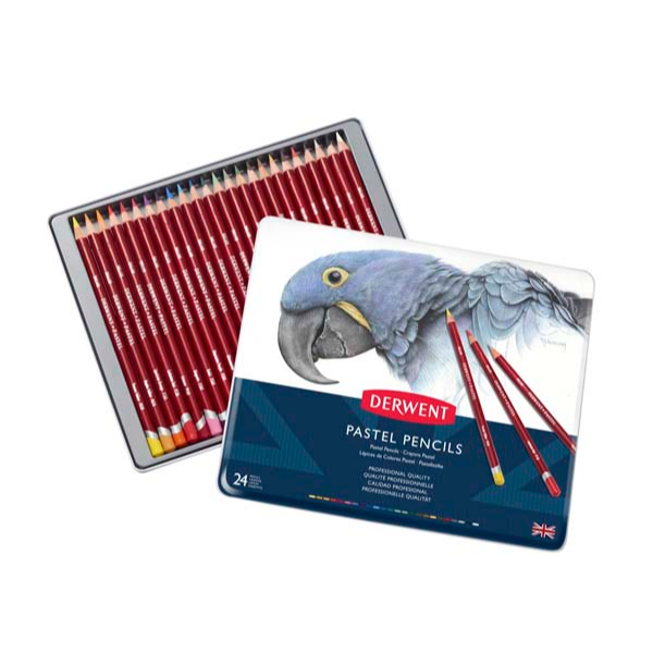 White Smoke Derwent Pastel Pencils Tin 24 Pencils