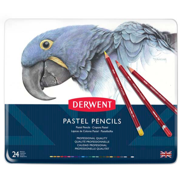 White Smoke Derwent Pastel Pencils Tin 24 Pencils