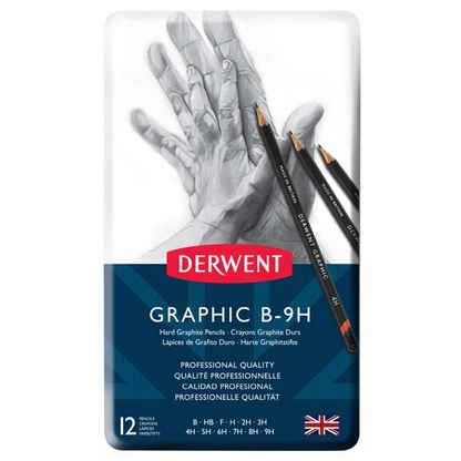 White Smoke Derwent Graphic Pencils, Hard, Tin 12 Pencils
