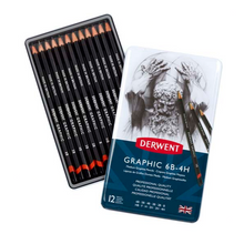 White Smoke Derwent Graphic Pencils, Medium, Tin 12 Pencils