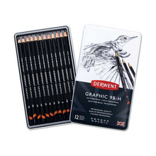 White Smoke Derwent Graphic Pencils, Soft, Tin 12 Pencils