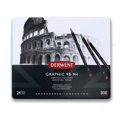 White Smoke Derwent Graphic Pencils Tin 24 Pencils